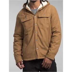 The North face HOODED CAMPSHIRE fleece lined shirt jacket utility brown NEW LG